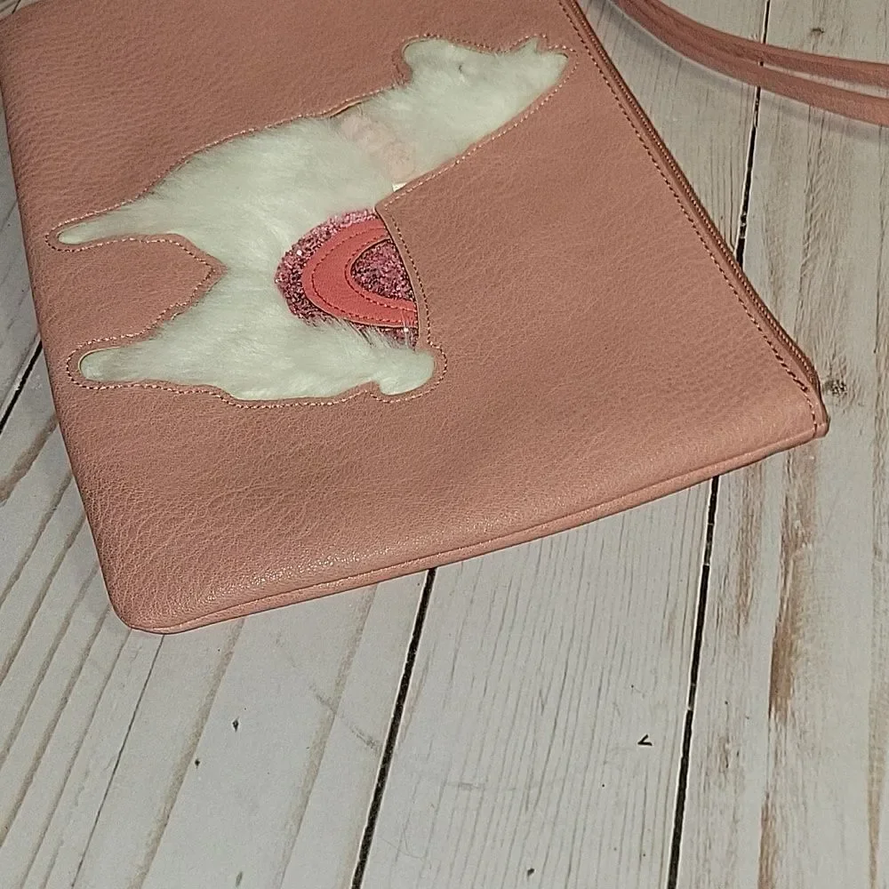 Lauren Conrad LC  Prism Large Wristlet  White Furry Llama